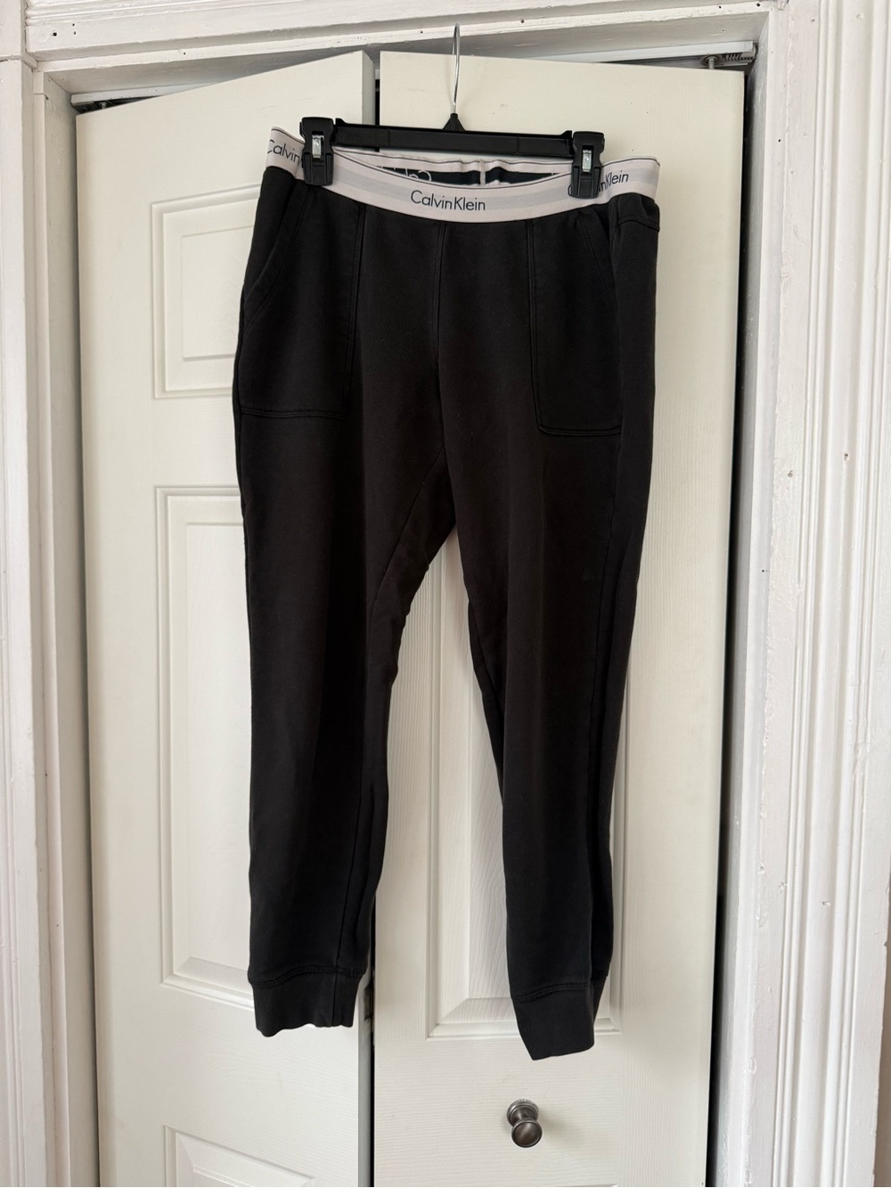 Calvin Klein Black Track Joggers with White Logo Waistband